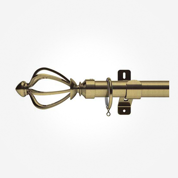 28mm Swish Antique Brass Consort With Classical Collar Curtain Pole