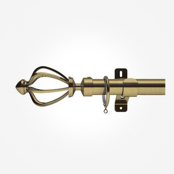 28mm Swish Antique Brass Consort With Contemporary Collar Curtain Pole
