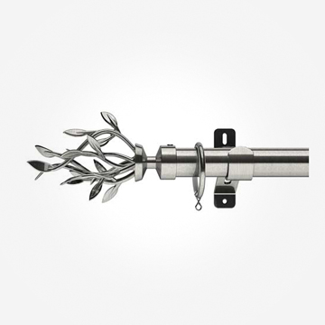 28mm Swish Satin Steel Entwine With Contemporary Collar Curtain Pole