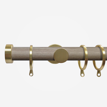 28mm Swish Soho Chic with Brushed Gold Stud Finial Curtain Pole