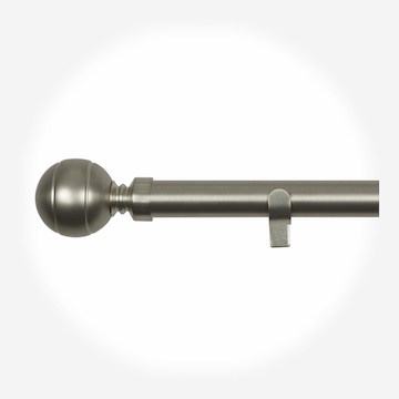 35mm Classic Brushed Steel Lined Ball Eyelet Curtain Pole