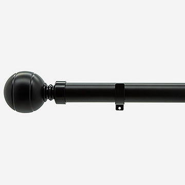 35mm Allure Classic Matt Black Ribbed Ball Finial Eyelet