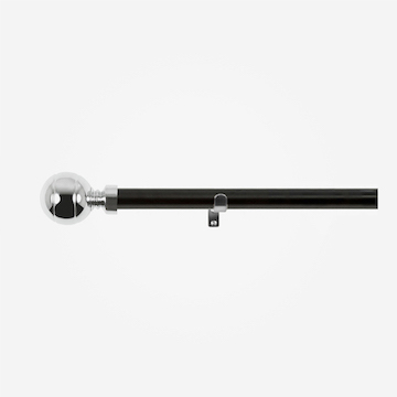 35mm Allure Classic Matt Black With Chrome Ribbed Ball Finial Eyelet