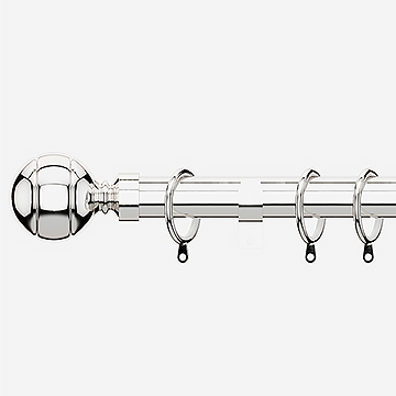 35mm Allure Classic Polished Chrome Ribbed Ball Finial