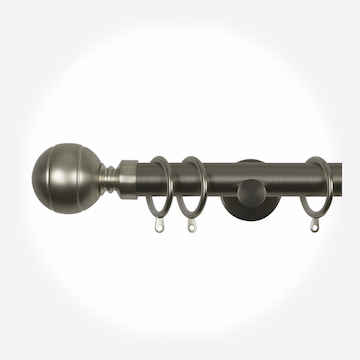 35mm Signature Brushed Steel Lined Ball Curtain Pole