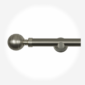 35mm Signature Brushed Steel Lined Ball Eyelet Curtain Pole