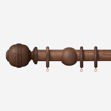 35mm Eden Cocoa Ridged Ball Curtain Pole