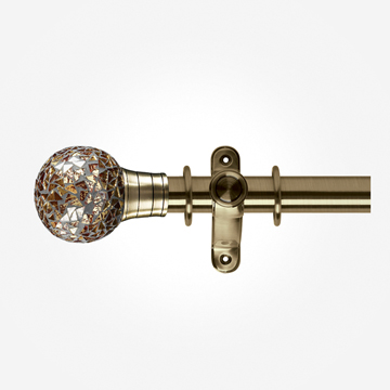 35mm Galleria 2 Burnished Brass Mozaic Gold Ball Curtain Pole