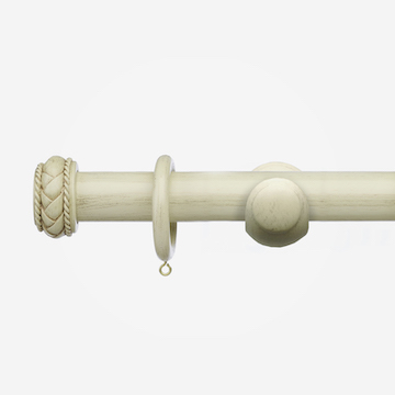 35mm Integra Masterpiece Collection Distressed Cream Byzantine Finial Curtain Pole