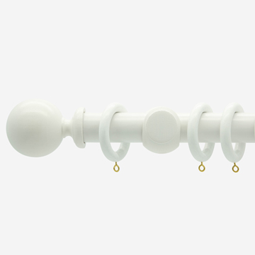 35mm Highgrove Bright White Ball Finial Curtain Pole
