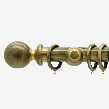 35mm Highgrove Brushed Gold Ball Finial Curtain Pole