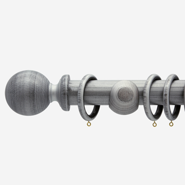 35mm Oxford Brushed Silver Ball Finial Curtain Pole