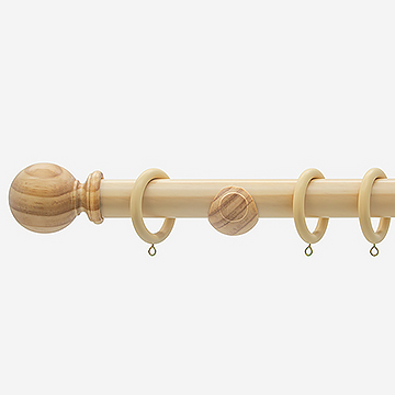 35mm Prime Light Oak Ball Curtain Pole