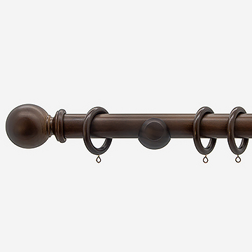 35mm Prime Walnut Ball Curtain Pole