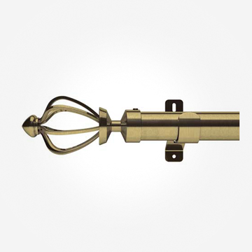 35mm Swish Antique Brass Consort With Contemporary Collar Curtain Pole