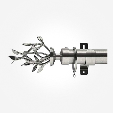 35mm Swish Satin Steel Entwine With Contemporary Collar Curtain Pole