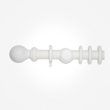 35mm Woodline White Ball Finial Curtain Pole