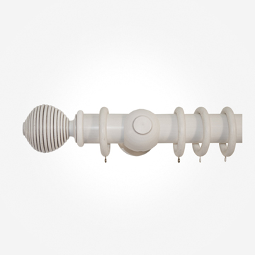 45mm Portofino Distressed Ivory Ribbed Ball Curtain Pole
