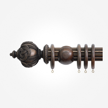 50mm Florentine Oak Rope Finial Reeded Curtain Pole