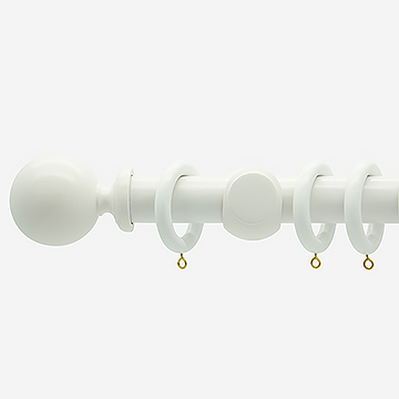 50mm Oxford Bright White Ball Finial Curtain Pole