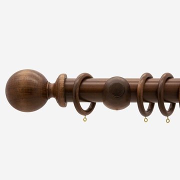 50mm Highgrove Dark Walnut Ball Finial Curtain Pole