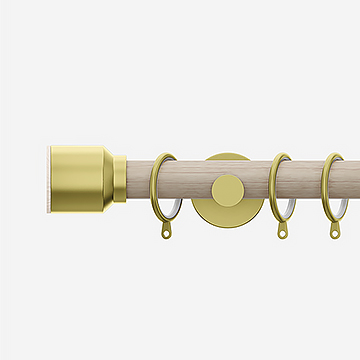 28mm Signature Brushed Gold and Light Oak Drum Curtain Pole