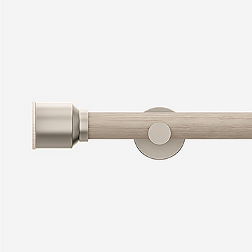 28mm Signature Brushed Steel and Light Oak Drum Eyelet Curtain Pole