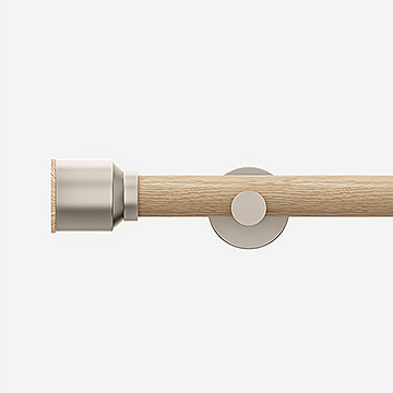 28mm Signature Brushed Steel & Natural Oak Drum Eyelet Curtain Pole