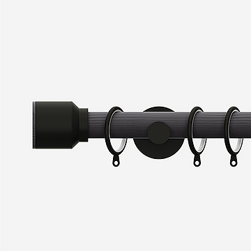 28mm Signature Matt Black and Smoke Grey Drum Curtain Pole