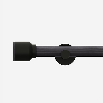 28mm Signature Matt Black and Smoke Grey Drum Eyelet Curtain Pole