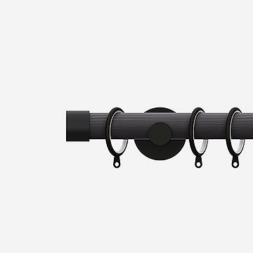 28mm Signature Matt Black and Smoke Grey End Cap Curtain Pole
