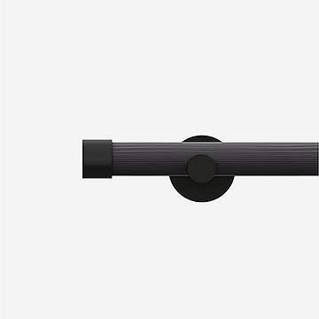 28mm Signature Matt Black & Smoke Grey End Cap Eyelet Curtain Pole