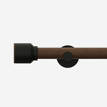 28mm Signature Matt Black and Walnut Drum Eyelet Curtain Pole