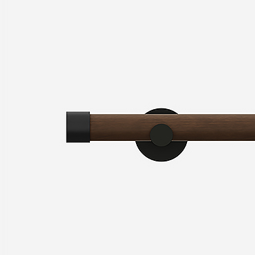 28mm Signature Matt Black and Walnut End Cap Eyelet Curtain Pole