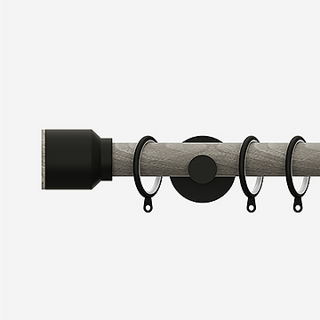28mm Signature Matt Black and White Ash Drum Curtain Pole