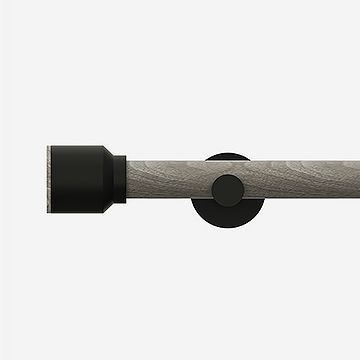 28mm Signature Matt Black & White Ash Drum Eyelet Curtain Pole
