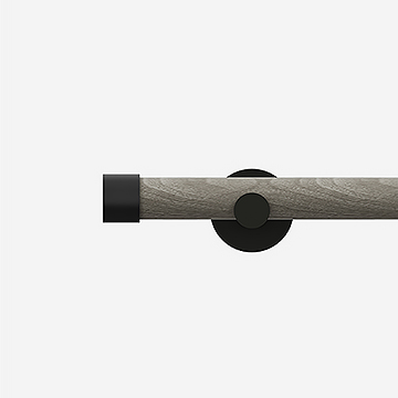 28mm Signature Matt Black and White Ash End Cap Eyelet Curtain Pole