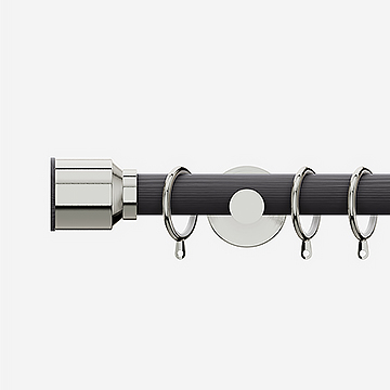 28mm Signature Stainless Steel & Smoke Grey Drum Curtain Pole