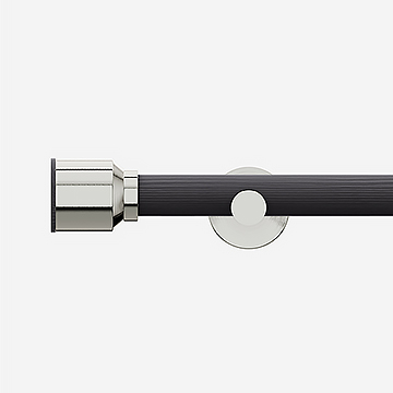 28mm Signature Stainless Steel and Smoke Grey Drum Eyelet Curtain Pole