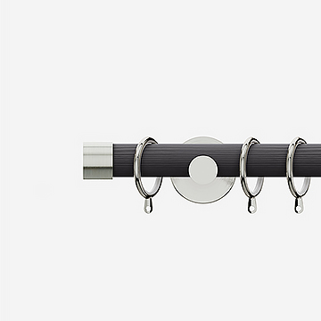 28mm Signature Stainless Steel and Smoke Grey End Cap Curtain Pole