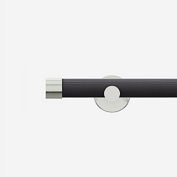28mm Signature Stainless Steel & Smoke Grey End Cap Eyelet Curtain Pole