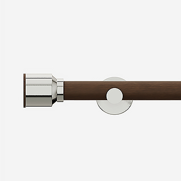 28mm Signature Stainless Steel & Walnut Drum Eyelet Curtain Pole
