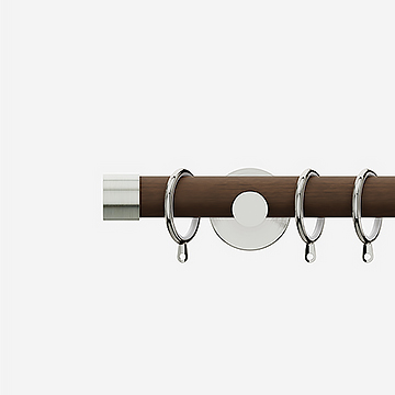 28mm Signature Stainless Steel and Walnut End Cap Curtain Pole