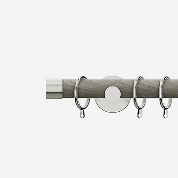 28mm Signature Stainless Steel & White Ash End Cap Curtain Pole