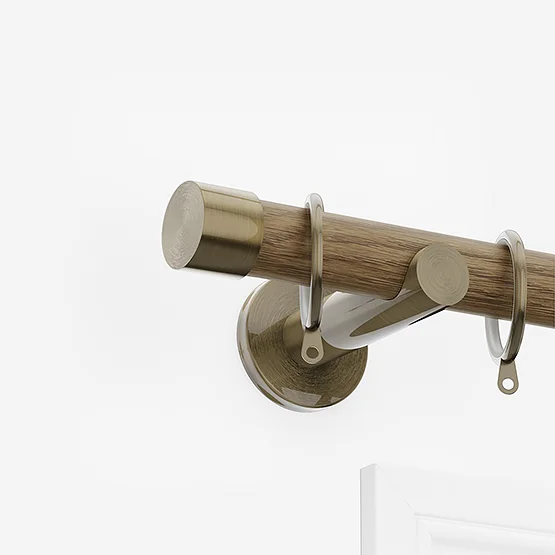28mm Signature Antique Brass & Aged Oak End Cap pole