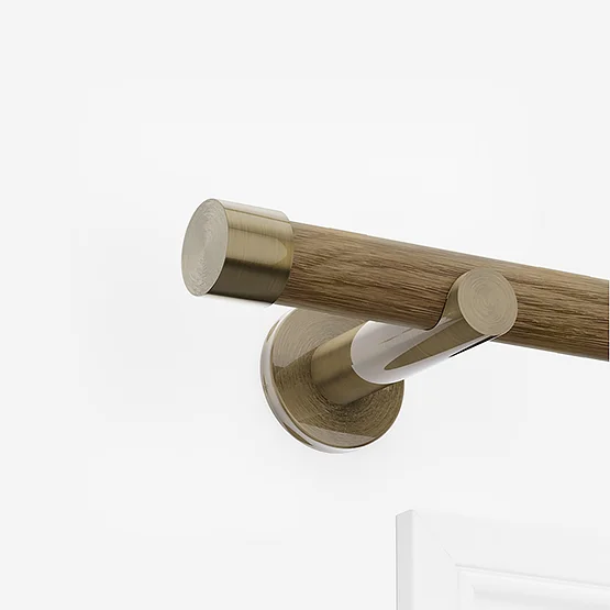 28mm Signature Antique Brass & Aged Oak End Cap Eyelet pole