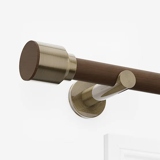28mm Signature Antique Brass & Walnut Drum Eyelet pole