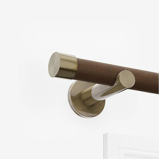 28mm Signature Antique Brass & Walnut End Cap Eyelet pole