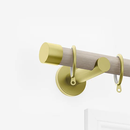 28mm Signature Brushed Gold & Light Oak End Cap pole