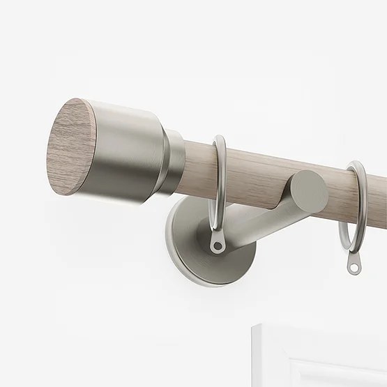 28mm Signature Brushed Steel & Light Oak Drum pole